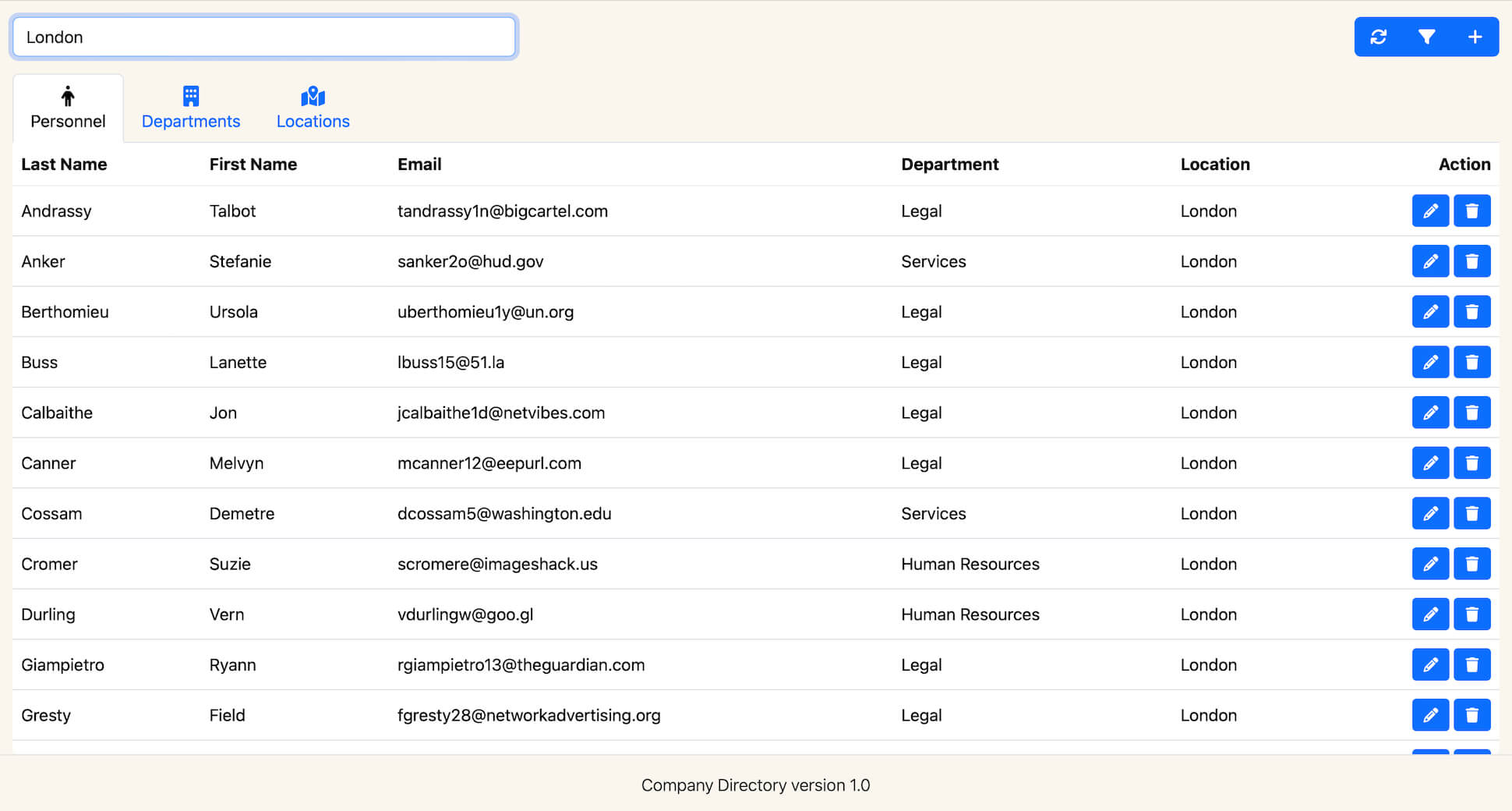 Company Directory Search