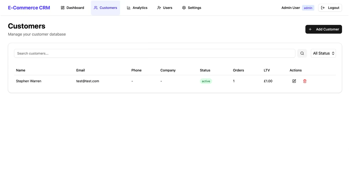CRM Customers View