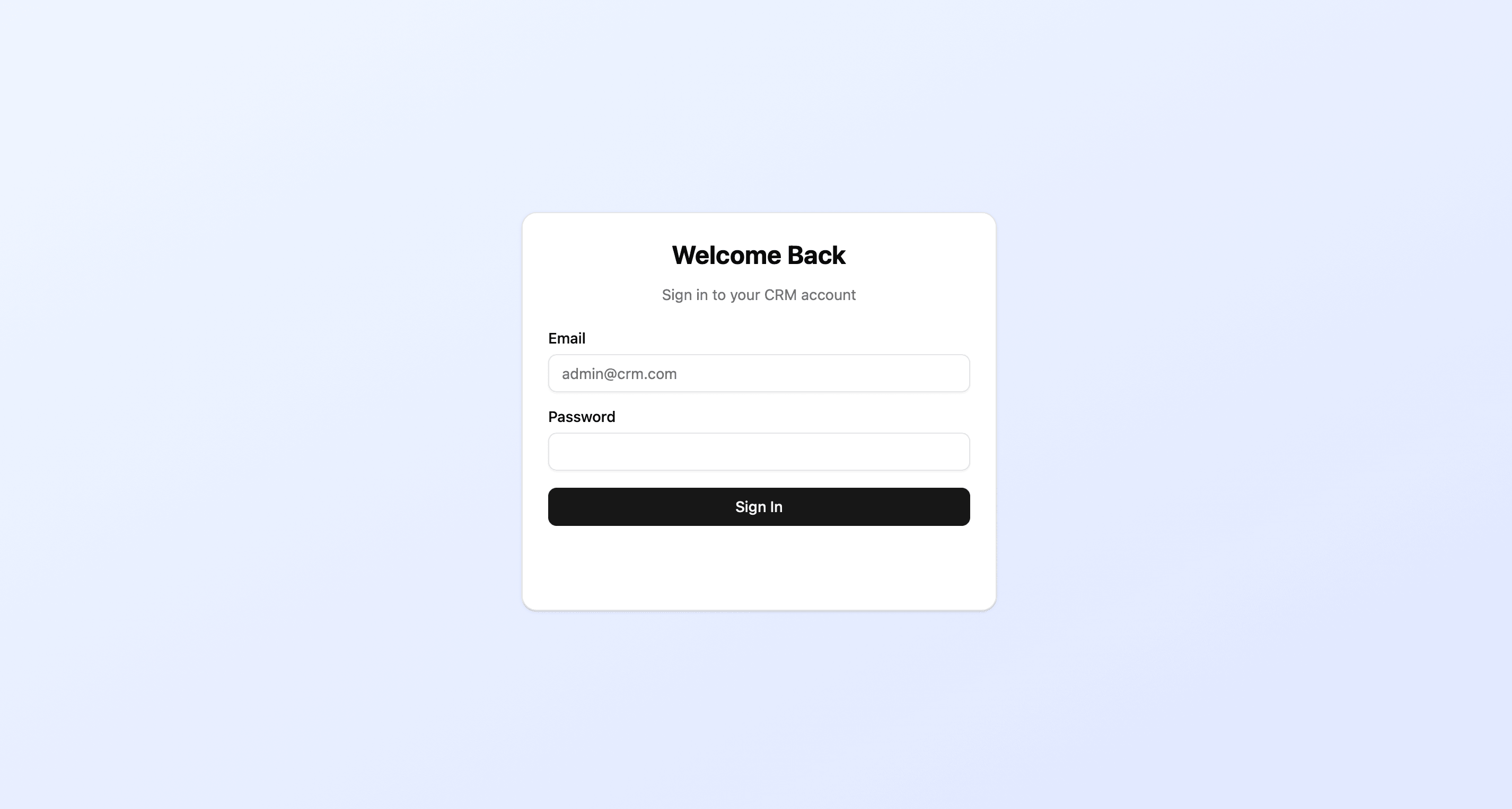 CRM Login Page