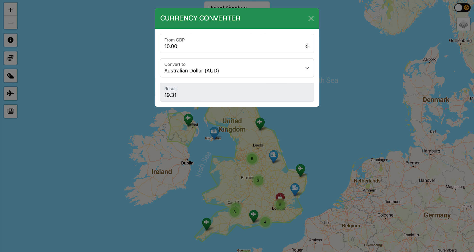 Gazetteer Project Currency Modal