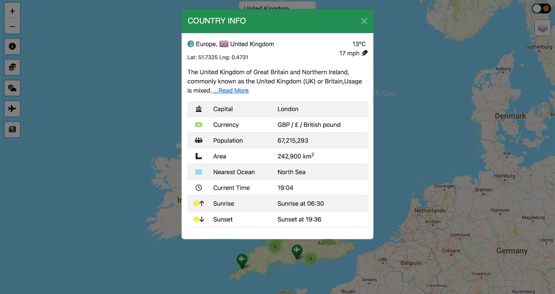 Gazetteer Project Info Modal