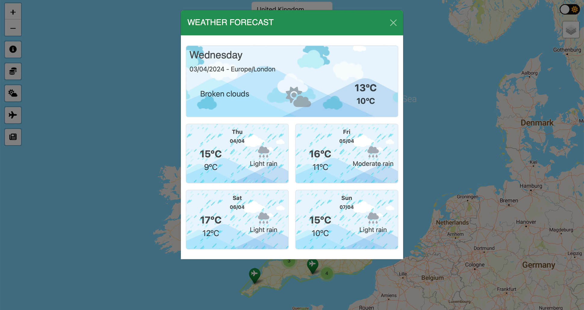 Gazetteer Project Weather Modal